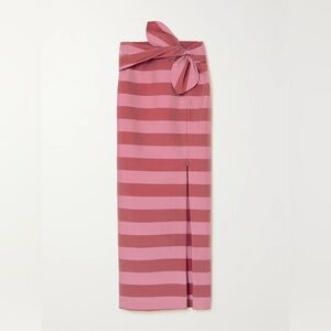 Bernadette | Cecile Tie-Front Striped Taffeta Maxi Skirt